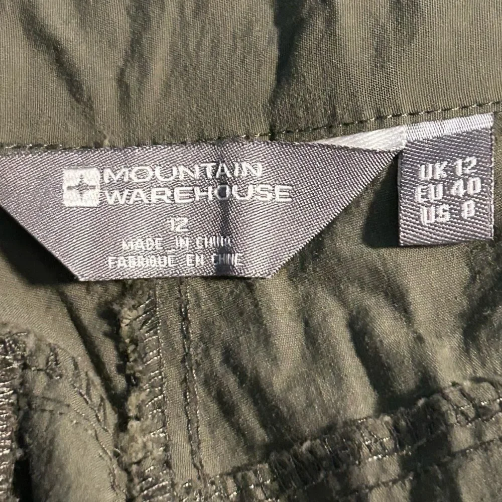 Mountain Warehouse Olive Green Bermuda Hiking‎ Nylon Shorts Sz 8